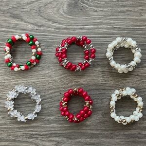 NWT Baby Elegant Beaded Bracelet Set - Christmas Set- 6 Pack
